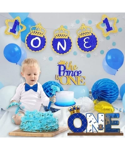 Prince ONE Letter Sign Table Wooden Centerpiece Decorations for Baby Boy Royal Prince First Birthday Party Decorations Prince...