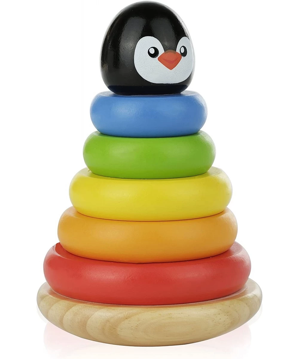 Adorable Bear Wooden Ring Colorful Rainbow Stacker - Solid Wood Educational Baby Toy for Toddler Boys and Girls Age 6-12 Mont...