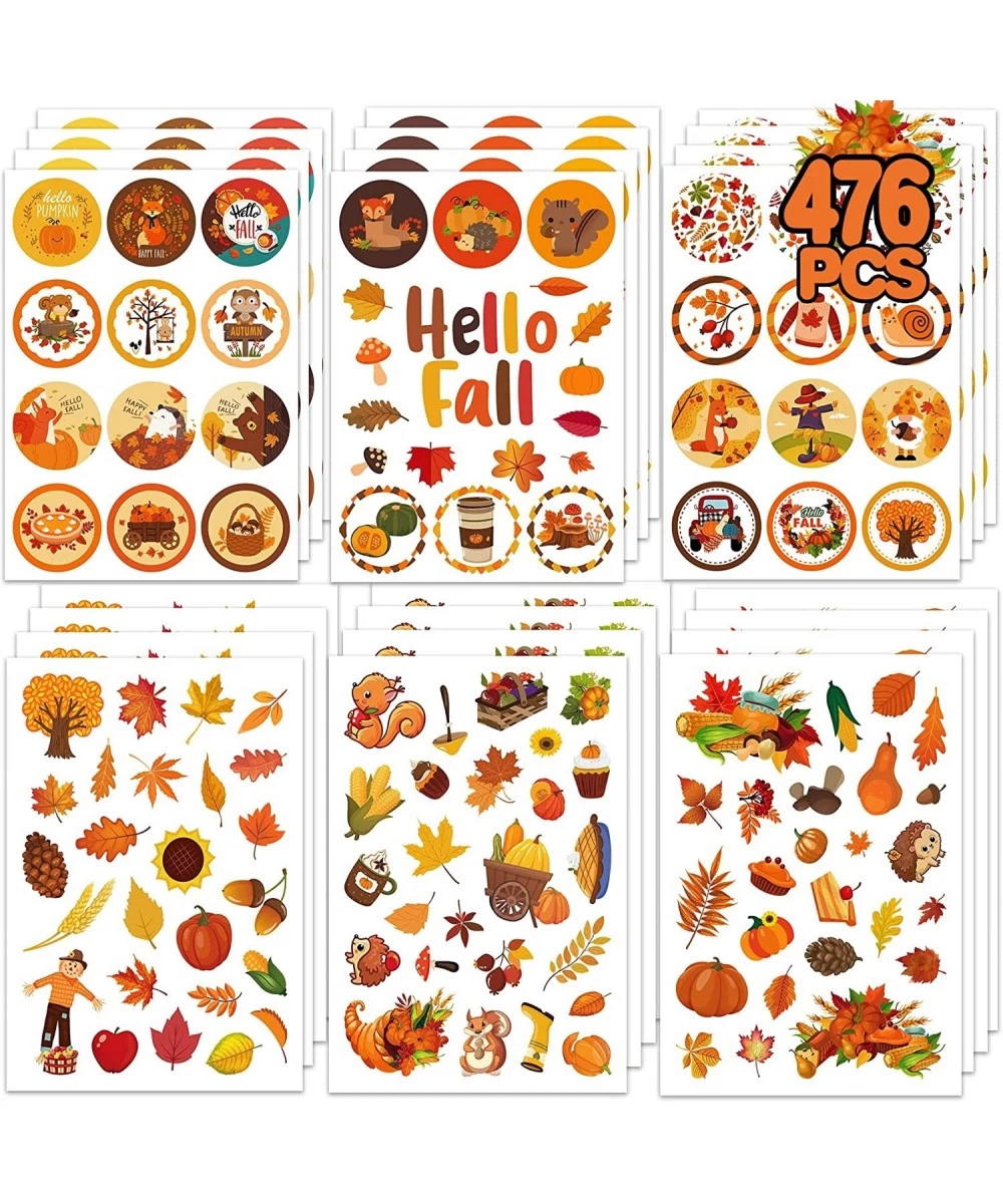 Fall Stickers 24 Sheets Hello Fall Stickers for Kids Autumn Stickers Bulk Thanksgiving Pumpkin Stickers Maple Leaves Stickers...