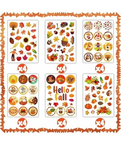 Fall Stickers 24 Sheets Hello Fall Stickers for Kids Autumn Stickers Bulk Thanksgiving Pumpkin Stickers Maple Leaves Stickers...