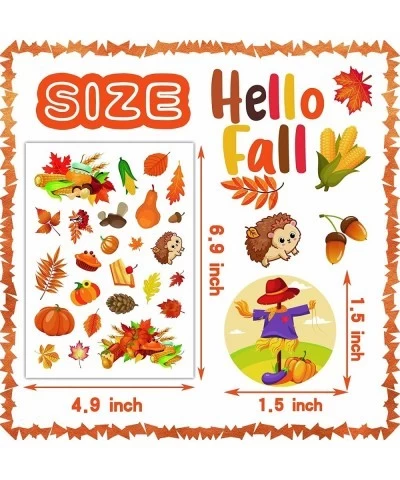 Fall Stickers 24 Sheets Hello Fall Stickers for Kids Autumn Stickers Bulk Thanksgiving Pumpkin Stickers Maple Leaves Stickers...