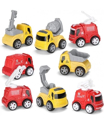 Diecast Car Vehicles Toy Set Mini 4 Engineering Vehicles and 4 Fire Trucks Alloy Metal Model Cars Playset Toy Cars Gift for A...