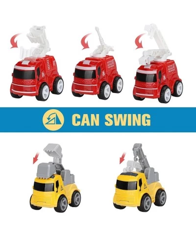 Diecast Car Vehicles Toy Set Mini 4 Engineering Vehicles and 4 Fire Trucks Alloy Metal Model Cars Playset Toy Cars Gift for A...