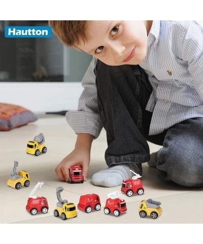 Diecast Car Vehicles Toy Set Mini 4 Engineering Vehicles and 4 Fire Trucks Alloy Metal Model Cars Playset Toy Cars Gift for A...