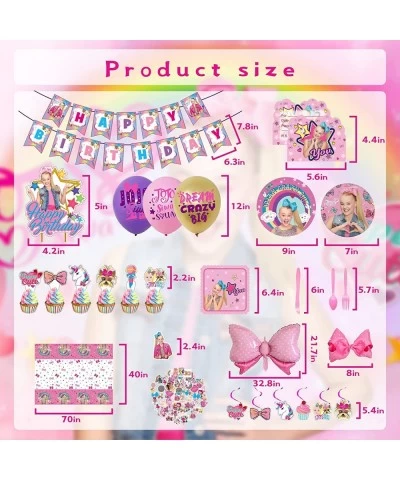 186pcs JOJ-O birthday party supplies JOJ-O decorations for girls birthday party with banner plates cake topper cupcake topper...