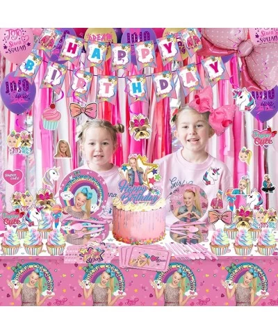 186pcs JOJ-O birthday party supplies JOJ-O decorations for girls birthday party with banner plates cake topper cupcake topper...