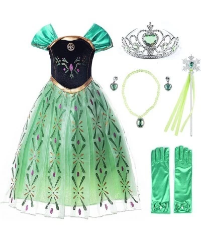 Little Girls Green Princess Snow Party Costume Halloween Cosplay Dress (7 Green) $48.64 Kids' Costumes