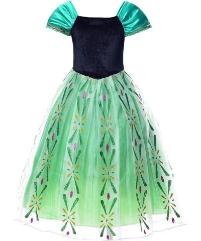 Little Girls Green Princess Snow Party Costume Halloween Cosplay Dress (7 Green) $48.64 Kids' Costumes