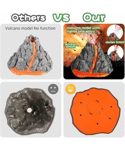 Dinosaur Volcano Figures Toy with Mat Mist-spouting Volcano Playset with Realistic Dinosaurs Stone and Tree to Create a Dinos...