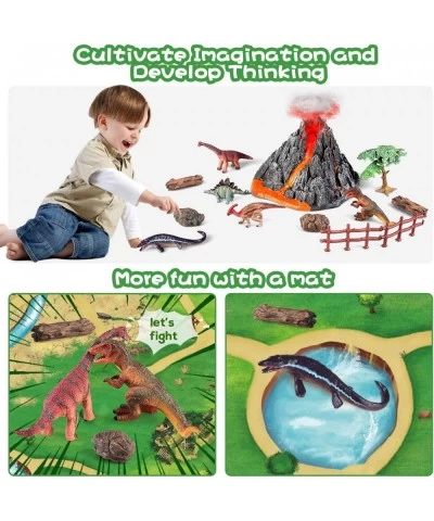 Dinosaur Volcano Figures Toy with Mat Mist-spouting Volcano Playset with Realistic Dinosaurs Stone and Tree to Create a Dinos...