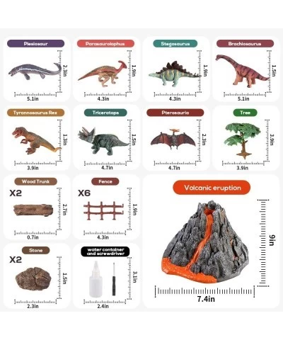 Dinosaur Volcano Figures Toy with Mat Mist-spouting Volcano Playset with Realistic Dinosaurs Stone and Tree to Create a Dinos...