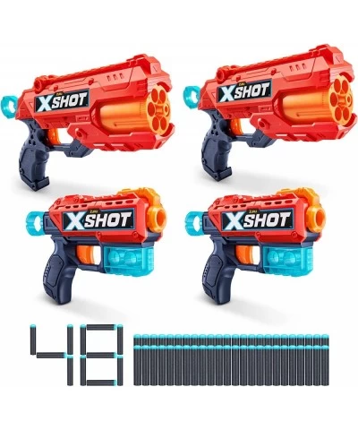 Excel 2 Reflex 6 + 2 Kickback (4 Pack + 48 Darts + 3 Shooting Targets) by ZURU X-Shot Red Foam Dart Blaster Toy Blaster Rotat...