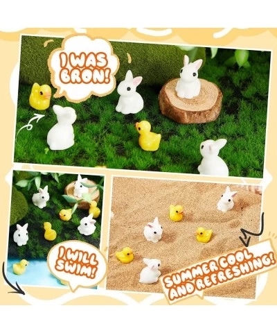 100 Pcs Mini Resin Duck and Easter Bunnies Tiny Duck and Rabbits Set Miniature Duck Bunnies for Prank Cake Topper Figurines M...