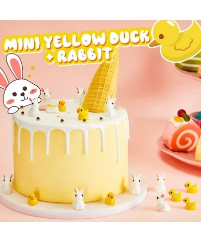 100 Pcs Mini Resin Duck and Easter Bunnies Tiny Duck and Rabbits Set Miniature Duck Bunnies for Prank Cake Topper Figurines M...