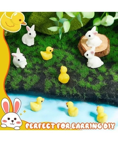 100 Pcs Mini Resin Duck and Easter Bunnies Tiny Duck and Rabbits Set Miniature Duck Bunnies for Prank Cake Topper Figurines M...