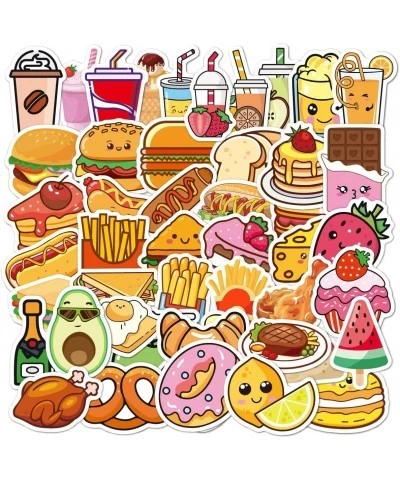 Food Stickers 50 Pack Laptop Stickers Waterproof for Water Bottles Skateboard Diary Scrapbook Phone-Graffiti Teens Girls Kids...