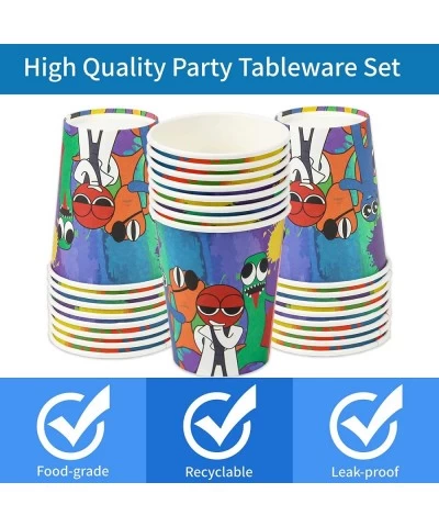 96pcs Rainbow Birthday Party Supplies Video Game Decoration Plates Napkins Cups Cartoon Theme Blue Tableware Set Serves 24 $3...