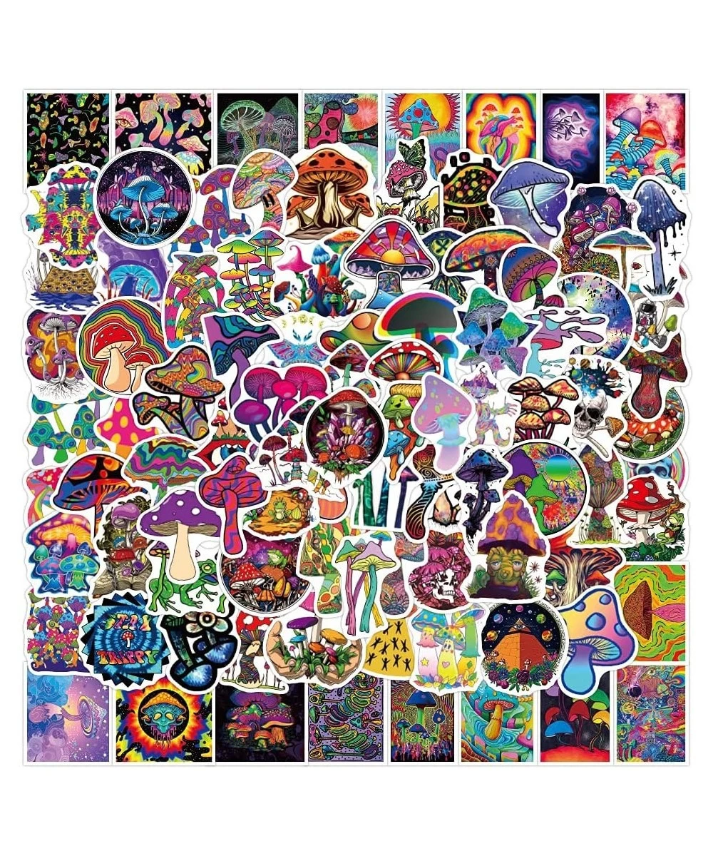 Psychedelic Mushroom Stickers 100 Pcs Dazzling Stoner Cute Mushroom Sticker Vinyl Waterproof Stickers for Laptop Water Bottle...