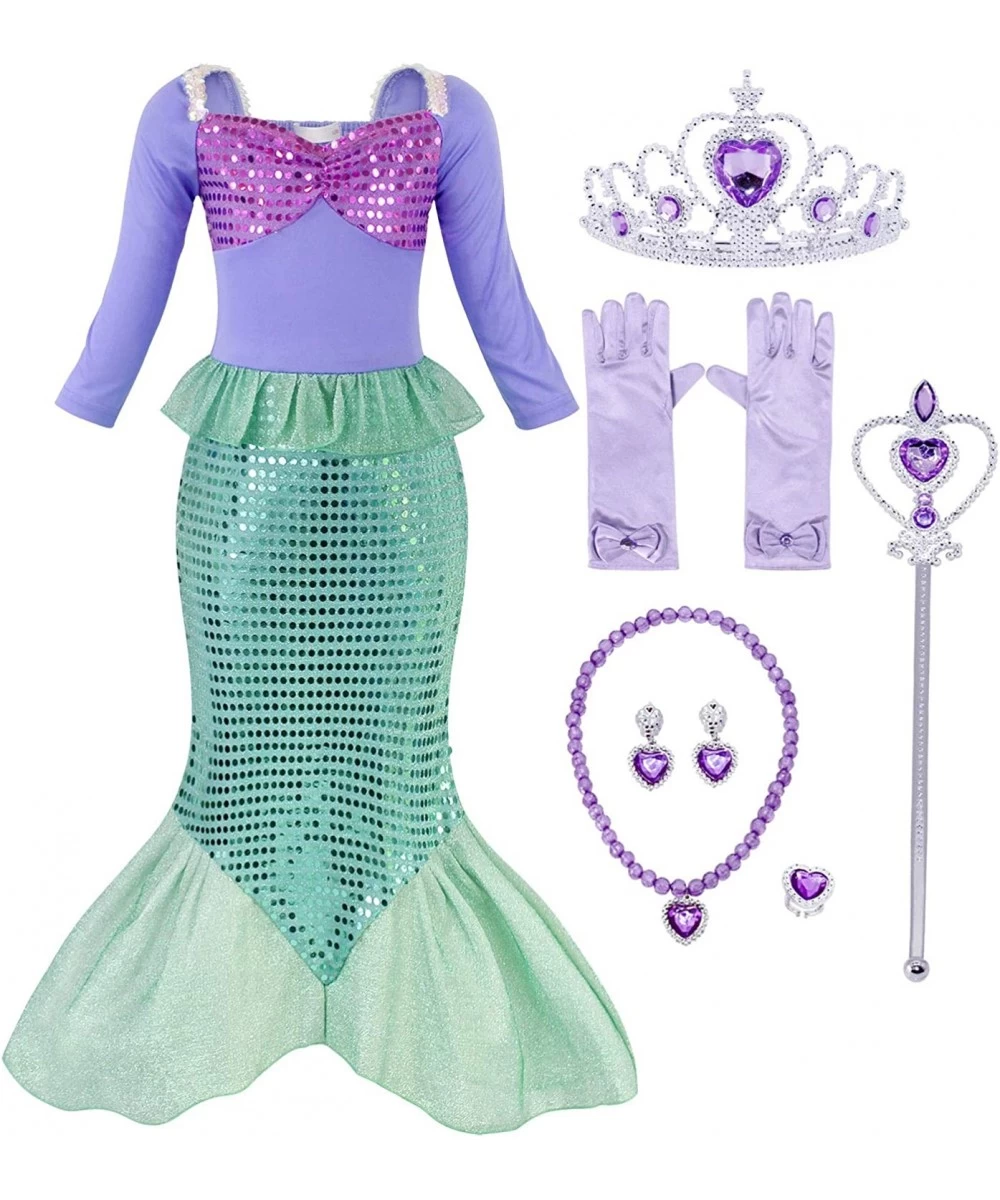 Little Mermaid Princess Dress Costume Girls Birthday Outfit Long Sleeve Sequins Party Dress Christmas Gifts $44.71 Kids' Cost...