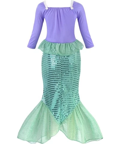 Little Mermaid Princess Dress Costume Girls Birthday Outfit Long Sleeve Sequins Party Dress Christmas Gifts $44.71 Kids' Cost...