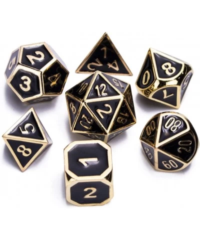 GUOER Black Metal DND Dice Set 7 die Metal Polyhedral Dice Set with Gift Metal Box for Table Games or Role-Playing Games(Blac...