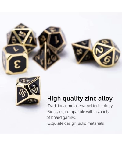 GUOER Black Metal DND Dice Set 7 die Metal Polyhedral Dice Set with Gift Metal Box for Table Games or Role-Playing Games(Blac...