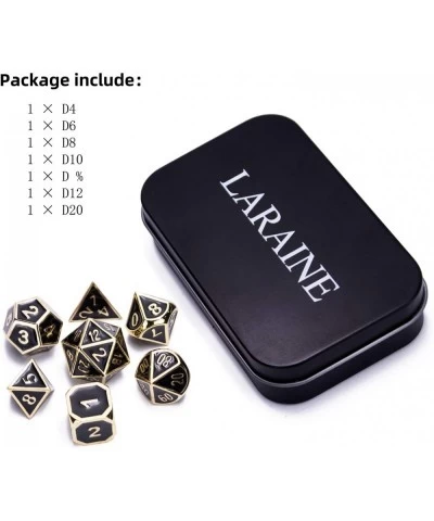 GUOER Black Metal DND Dice Set 7 die Metal Polyhedral Dice Set with Gift Metal Box for Table Games or Role-Playing Games(Blac...