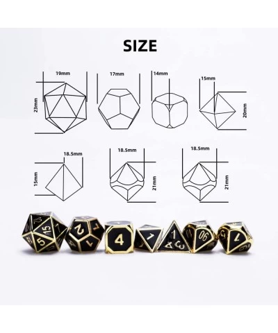 GUOER Black Metal DND Dice Set 7 die Metal Polyhedral Dice Set with Gift Metal Box for Table Games or Role-Playing Games(Blac...