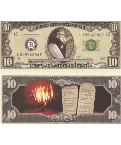 Lot of (10) Ten Commandments 10 Dollar Novelty Bill Collectable $17.82 Gags & Practical Joke Toys