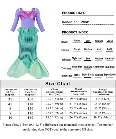 Little Mermaid Princess Dress Costume Girls Birthday Outfit Long Sleeve Sequins Party Dress Christmas Gifts $44.71 Kids' Cost...