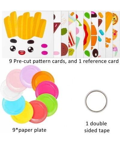 9Pcs Food Themed Paper Plate Art Kits for Kids Early Learning DIY Craft Art Project Waffle Pizza Hamburger Chips Donut Desser...