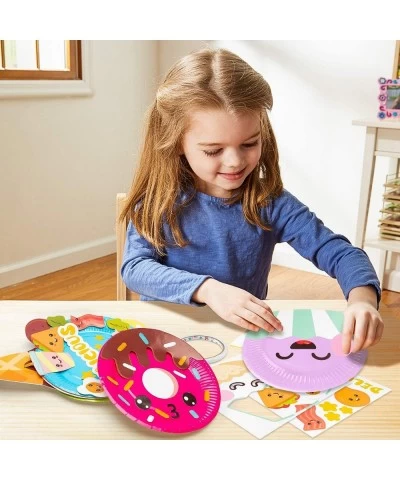 9Pcs Food Themed Paper Plate Art Kits for Kids Early Learning DIY Craft Art Project Waffle Pizza Hamburger Chips Donut Desser...