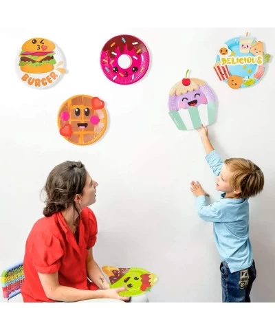 9Pcs Food Themed Paper Plate Art Kits for Kids Early Learning DIY Craft Art Project Waffle Pizza Hamburger Chips Donut Desser...