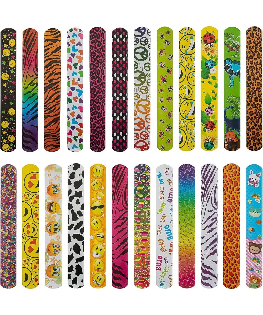 25 Pcs Slap Bracelets with Colorful Hearts Face Animal Print Prizes Slap Bands for Boys and Girls Birthday Party Halloween Ea...