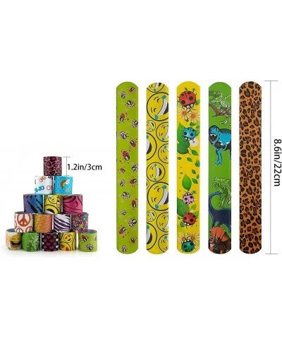 25 Pcs Slap Bracelets with Colorful Hearts Face Animal Print Prizes Slap Bands for Boys and Girls Birthday Party Halloween Ea...