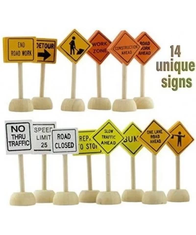 Toy Wooden Road Construction Traffic Sign Set Street Signs Small Toy Cars and Other Diecast Vehicles & Wood Cars & Toys $29.3...