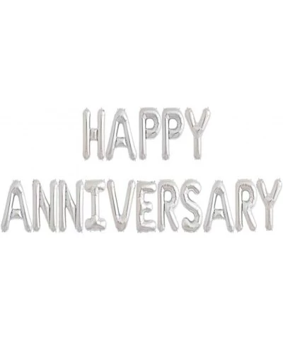 HAPPY ANNIVERSARY Balloons Banner Anniversary Party Decorations Silver 16 Inch $16.61 Kids' Party Decorations