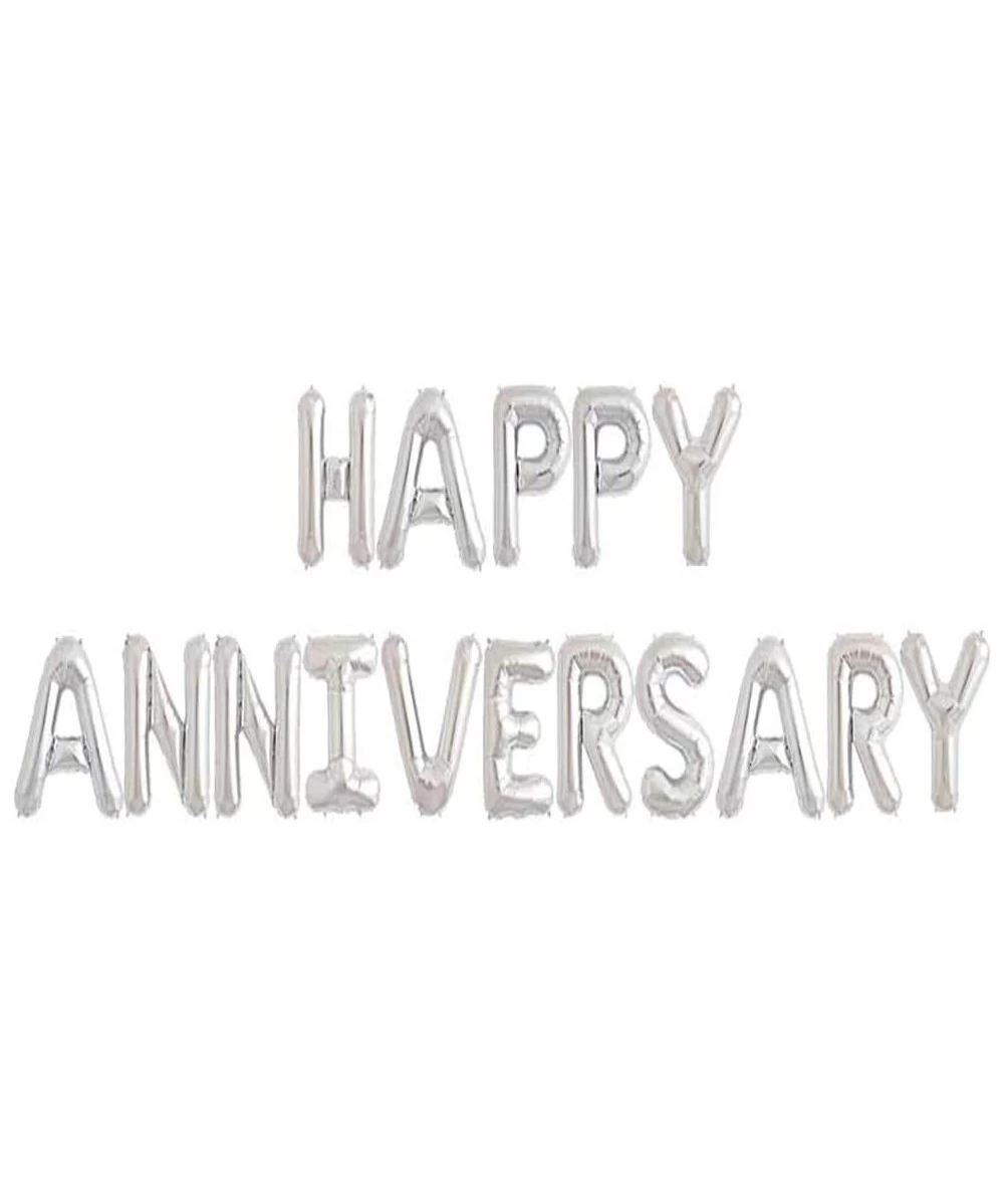 HAPPY ANNIVERSARY Balloons Banner Anniversary Party Decorations Silver 16 Inch $16.61 Kids' Party Decorations