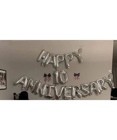 HAPPY ANNIVERSARY Balloons Banner Anniversary Party Decorations Silver 16 Inch $16.61 Kids' Party Decorations