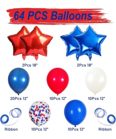 Blue Red White Decoration 64Pcs Blue Red White Balloons Blue Red Foil Balloons for Baseball Theme Party Baby Shower 4th of Ju...