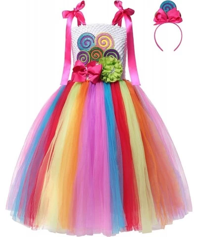 Girls Candyland Rainbow Tulle Dresses Costume Birthday Pageant Dress Up with Headband (Rainbow Costume 9-10 Years) $55.65 Kid...