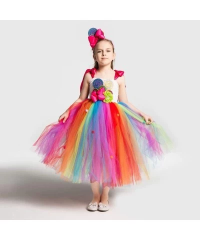 Girls Candyland Rainbow Tulle Dresses Costume Birthday Pageant Dress Up with Headband (Rainbow Costume 9-10 Years) $55.65 Kid...