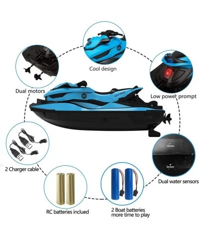 RC Boats for Kids & Adults - Remote Control Boat for Pools & Lakes with 2 Batteries / Dual Motors/2 Charger Cables & Low Batt...