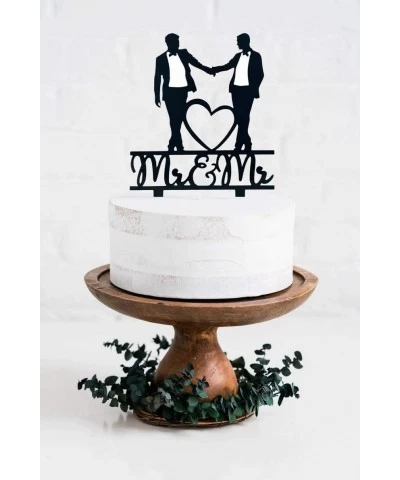 Mr & Mr Wedding Cake Topper Black Acrylic Gay Wedding Cake Topper Wedding Gift for Gay Couple Men Anniversary Decoration $16....