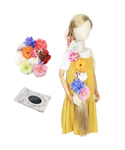 43 Inch Long Straight Braids Blonde Costume Rapunzel Wig for Kids Princess Girl Wig with 12pcs Flowers $53.60 Kids' Dress-Up ...