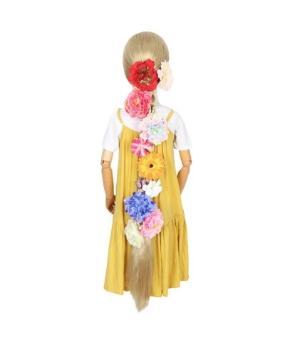 43 Inch Long Straight Braids Blonde Costume Rapunzel Wig for Kids Princess Girl Wig with 12pcs Flowers $53.60 Kids' Dress-Up ...