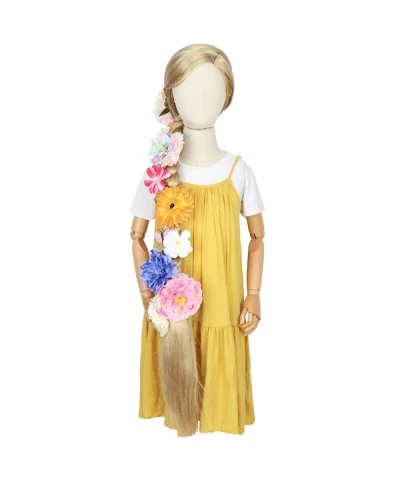 43 Inch Long Straight Braids Blonde Costume Rapunzel Wig for Kids Princess Girl Wig with 12pcs Flowers $53.60 Kids' Dress-Up ...