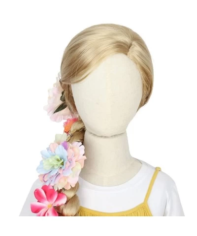 43 Inch Long Straight Braids Blonde Costume Rapunzel Wig for Kids Princess Girl Wig with 12pcs Flowers $53.60 Kids' Dress-Up ...