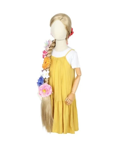 43 Inch Long Straight Braids Blonde Costume Rapunzel Wig for Kids Princess Girl Wig with 12pcs Flowers $53.60 Kids' Dress-Up ...