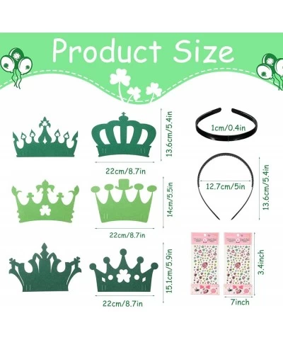 24 Set St. Patrick's Day Crown Crafts Kit Felt Shamrock Crown DIY Tiara 220 Self Adhesive Leprechaun Hat Green Gold Coins Pot...